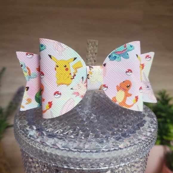 Pokemon Inspired Bow Straw Topper Tumbler Accessory 💕 - Picture 1 of 4